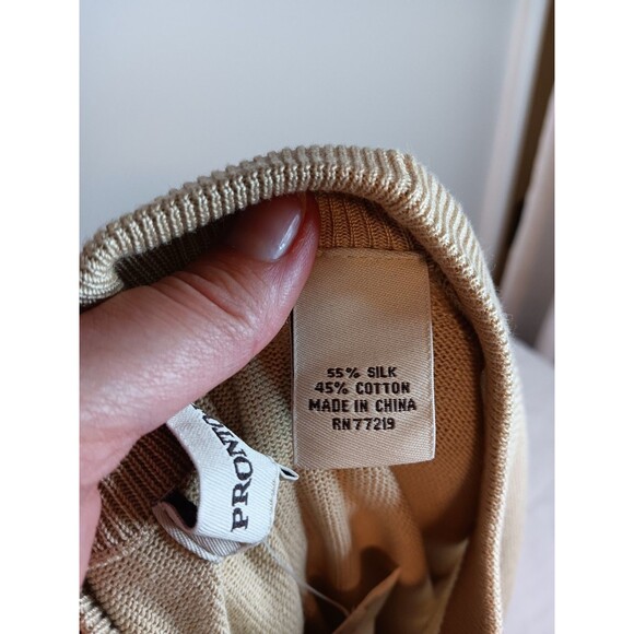 New Pronto Uomo Mens Silk Blend Soft Knit Pullover Sz Small Tan Mock Neck - Picture 5 of 6